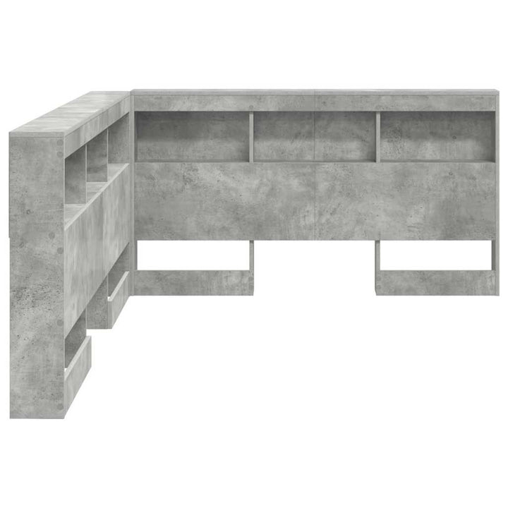 Opbevaringshovedgavl med hylde Beton Grå 150 cm Konstrueret træ