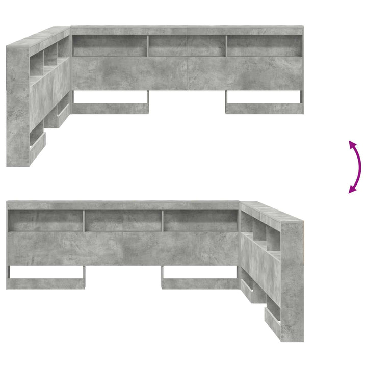 Opbevaringshovedgavl med hylde Beton Grå 180 cm Konstrueret træ