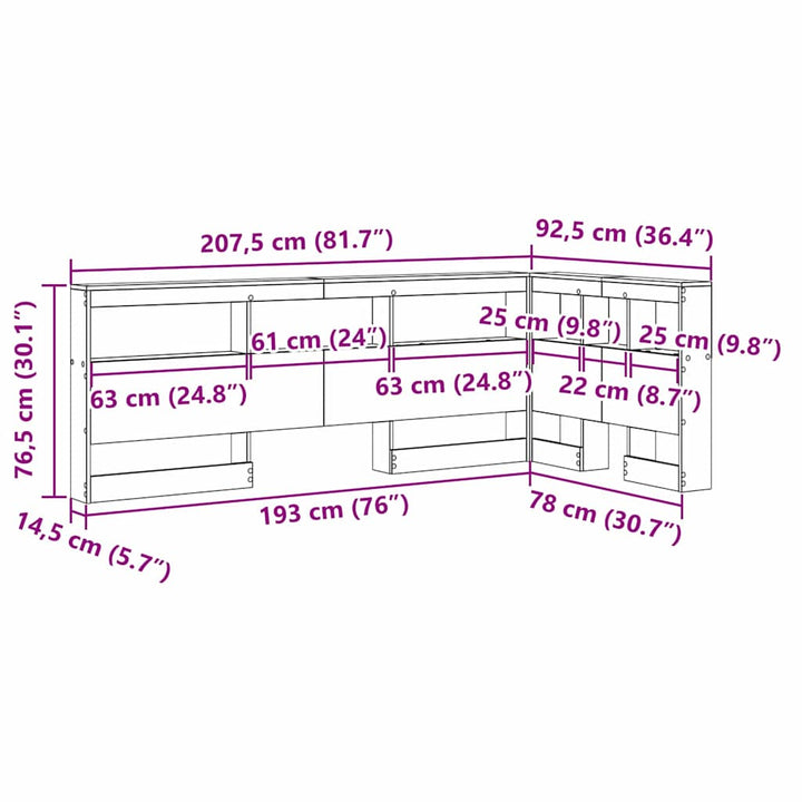 Opbevaringshovedgavl med hylde Hvid 75 cm Konstrueret træ