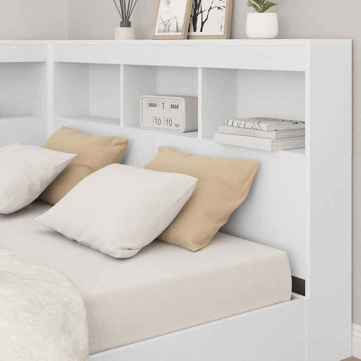 Opbevaringshovedgavl med hylde Hvid 207,5 x 137,5 x 76,5 cm