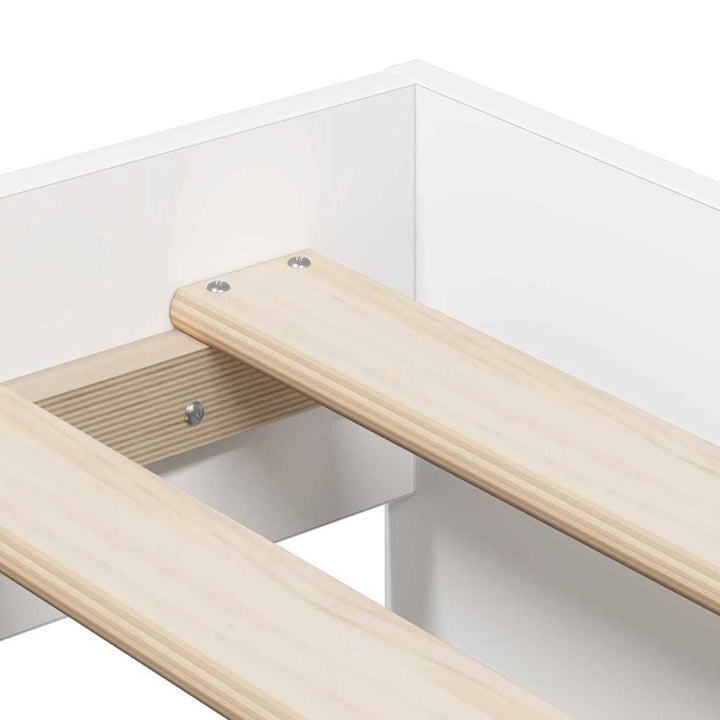 Seng med opbevaring med hylde Hvid 80 cm Konstrueret træ