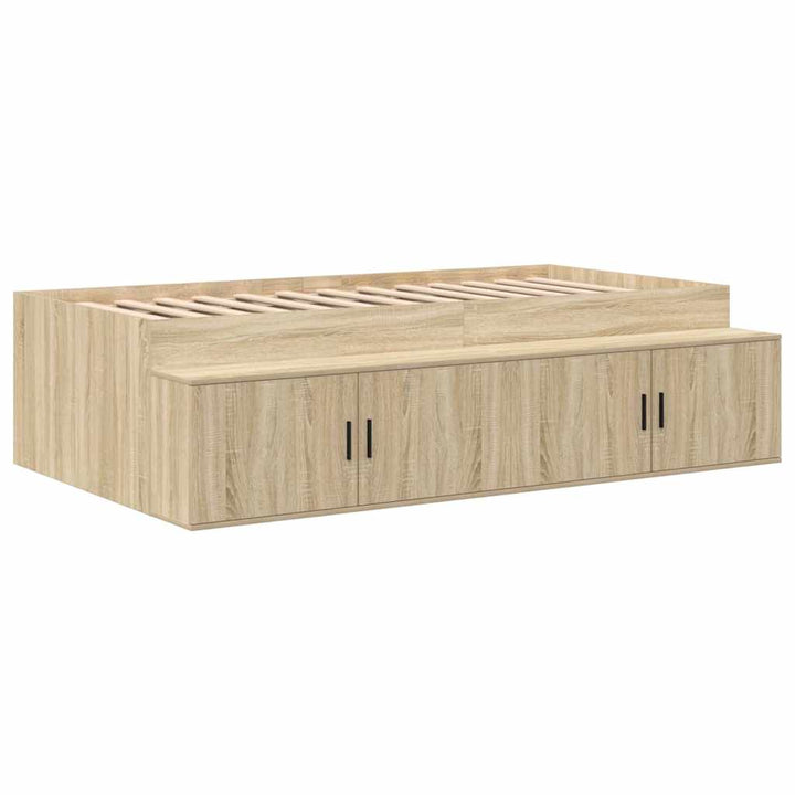 Seng med opbevaring med hylde Sonoma eg 80 cm Konstrueret træ