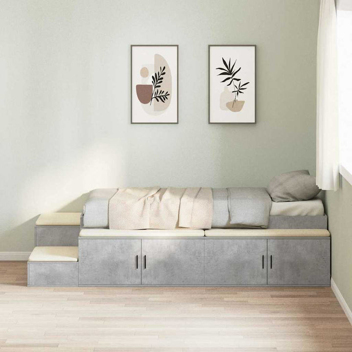 Seng med opbevaring med hylde Beton Grå 80 cm Konstrueret træ