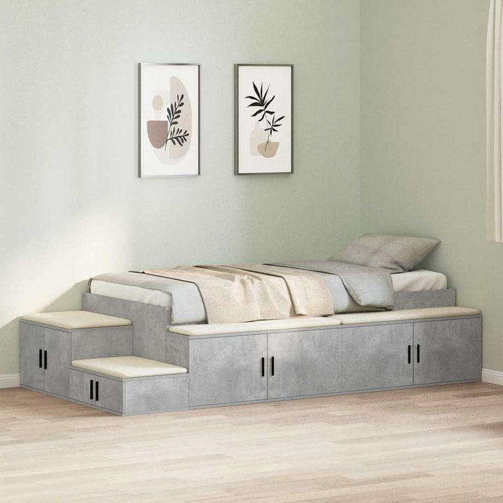 Seng med opbevaring med hylde Beton Grå 80 cm Konstrueret træ
