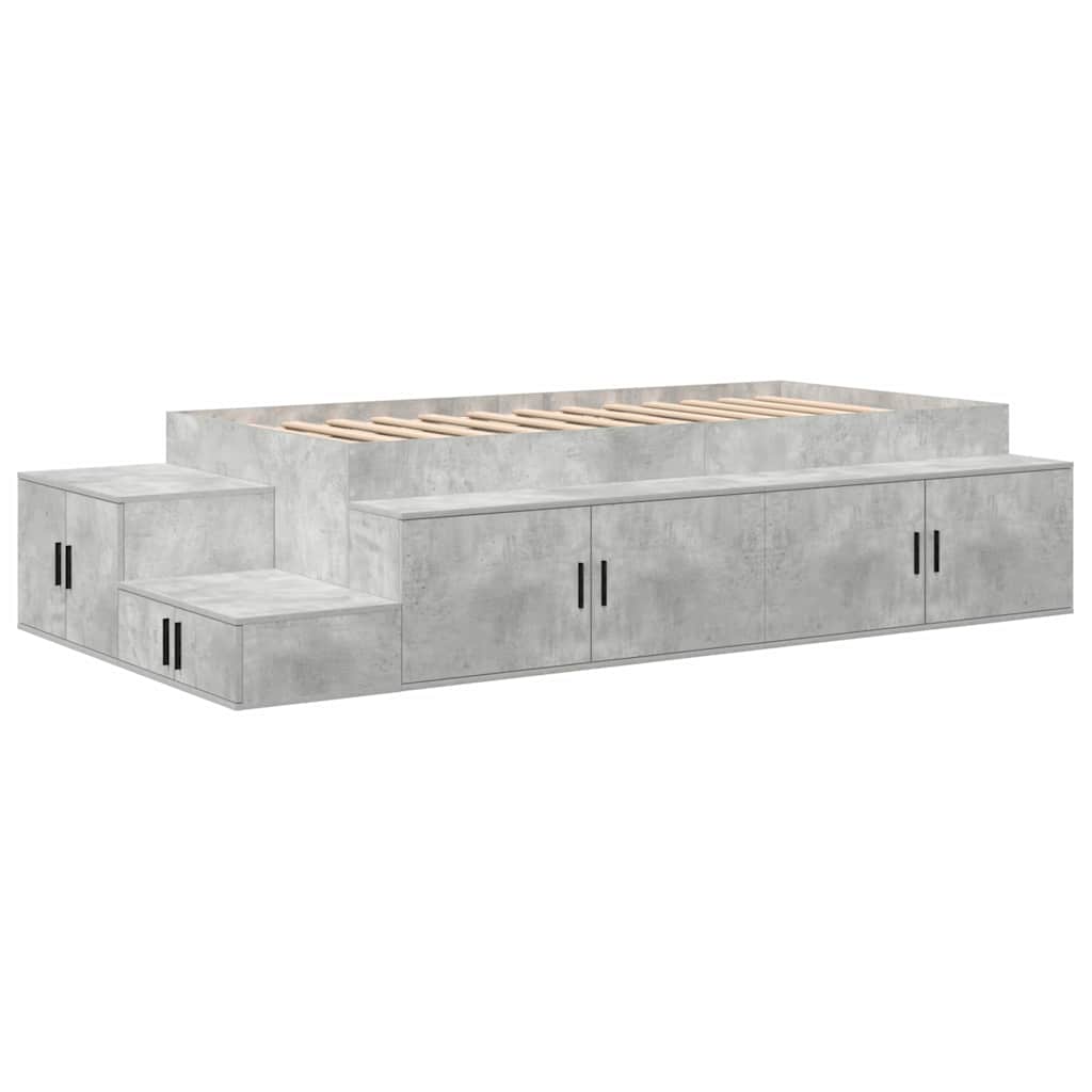 Seng med opbevaring med hylde Beton Grå 80 cm Konstrueret træ