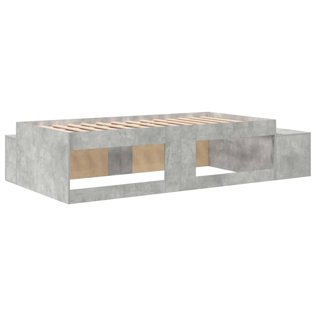 Seng med opbevaring med hylde Beton Grå 80 cm Konstrueret træ