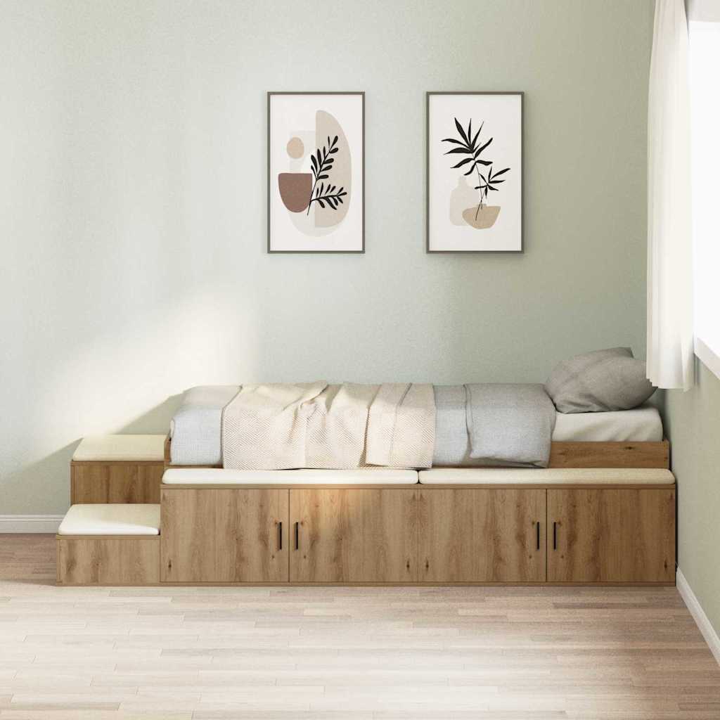 Seng med opbevaring Artisan Egetræ 80 cm Konstrueret træ