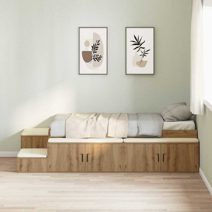 Seng med opbevaring Artisan Egetræ 80 cm Konstrueret træ