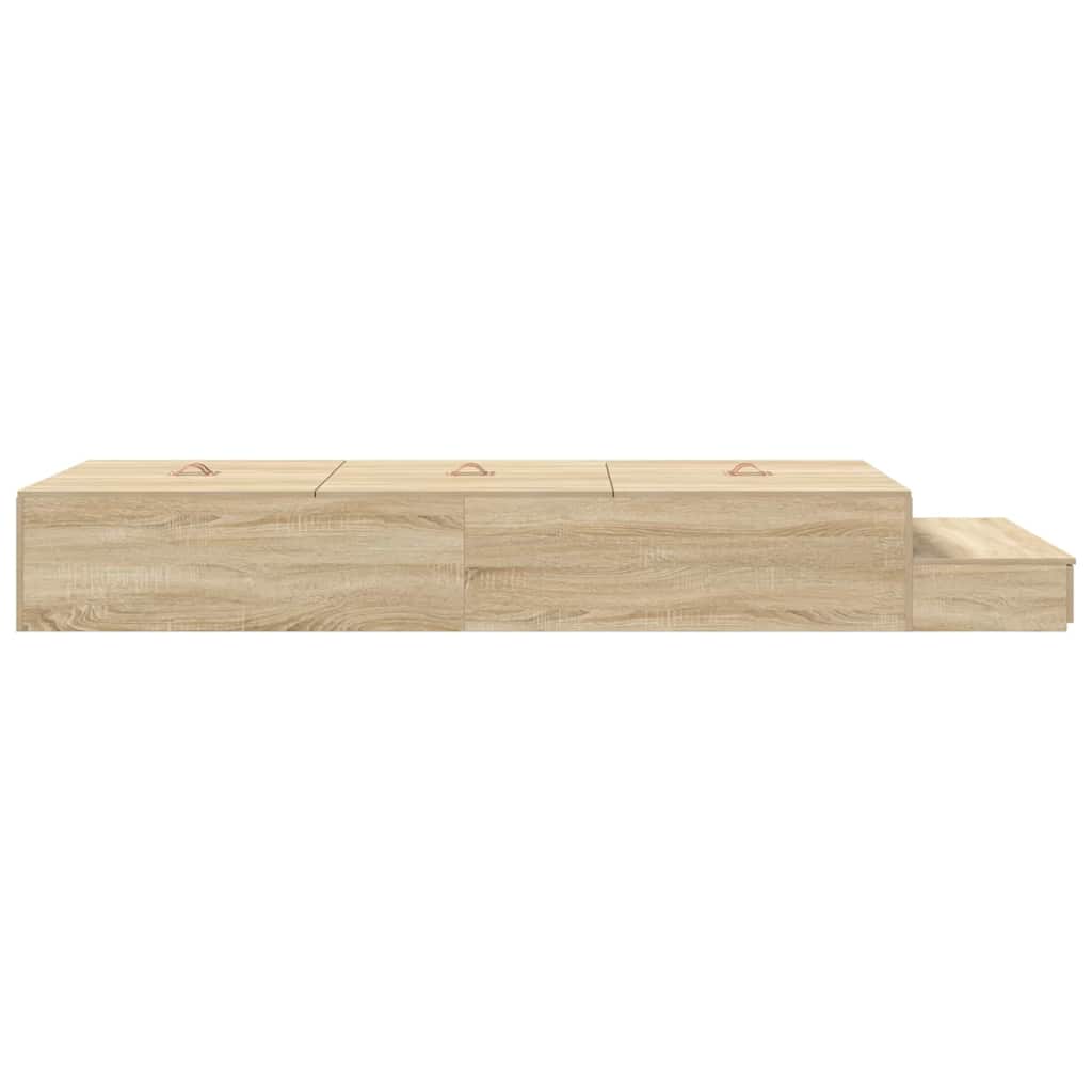 Seng med opbevaring med skuffe Sonoma eg 80 cm Konstrueret træ