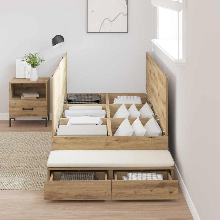 Seng med opbevaring Artisan Egetræ 100 cm Konstrueret træ