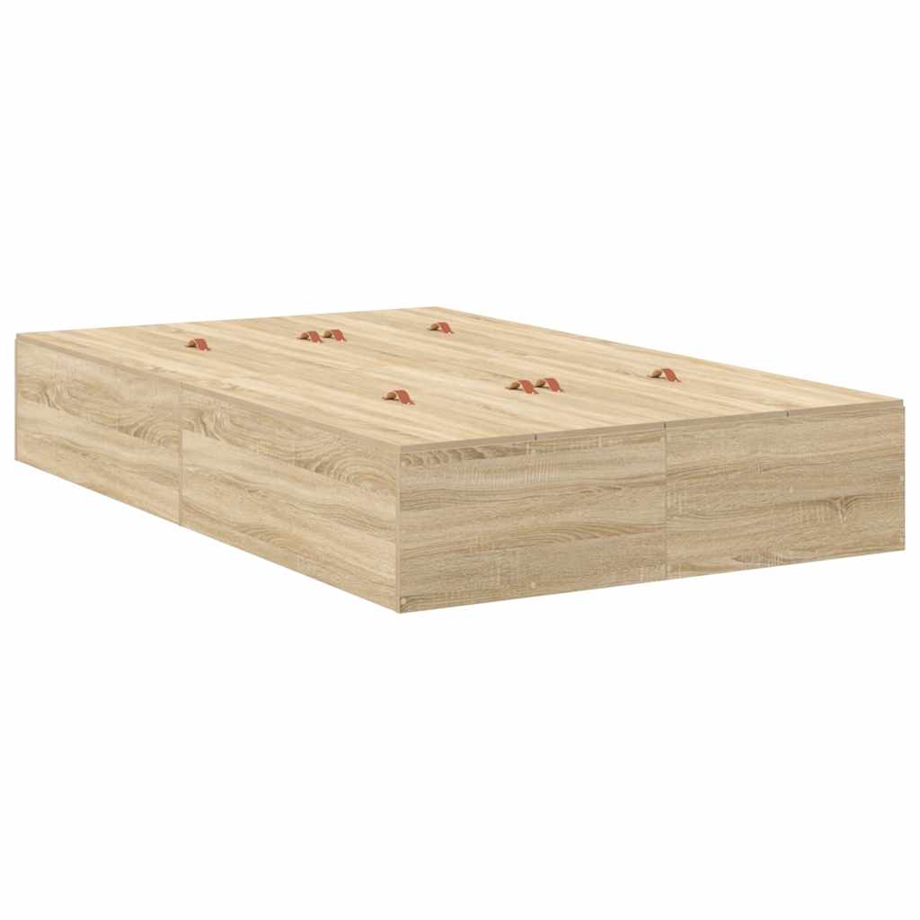 Seng med opbevaring med skuffe Sonoma eg 120 cm Konstrueret træ