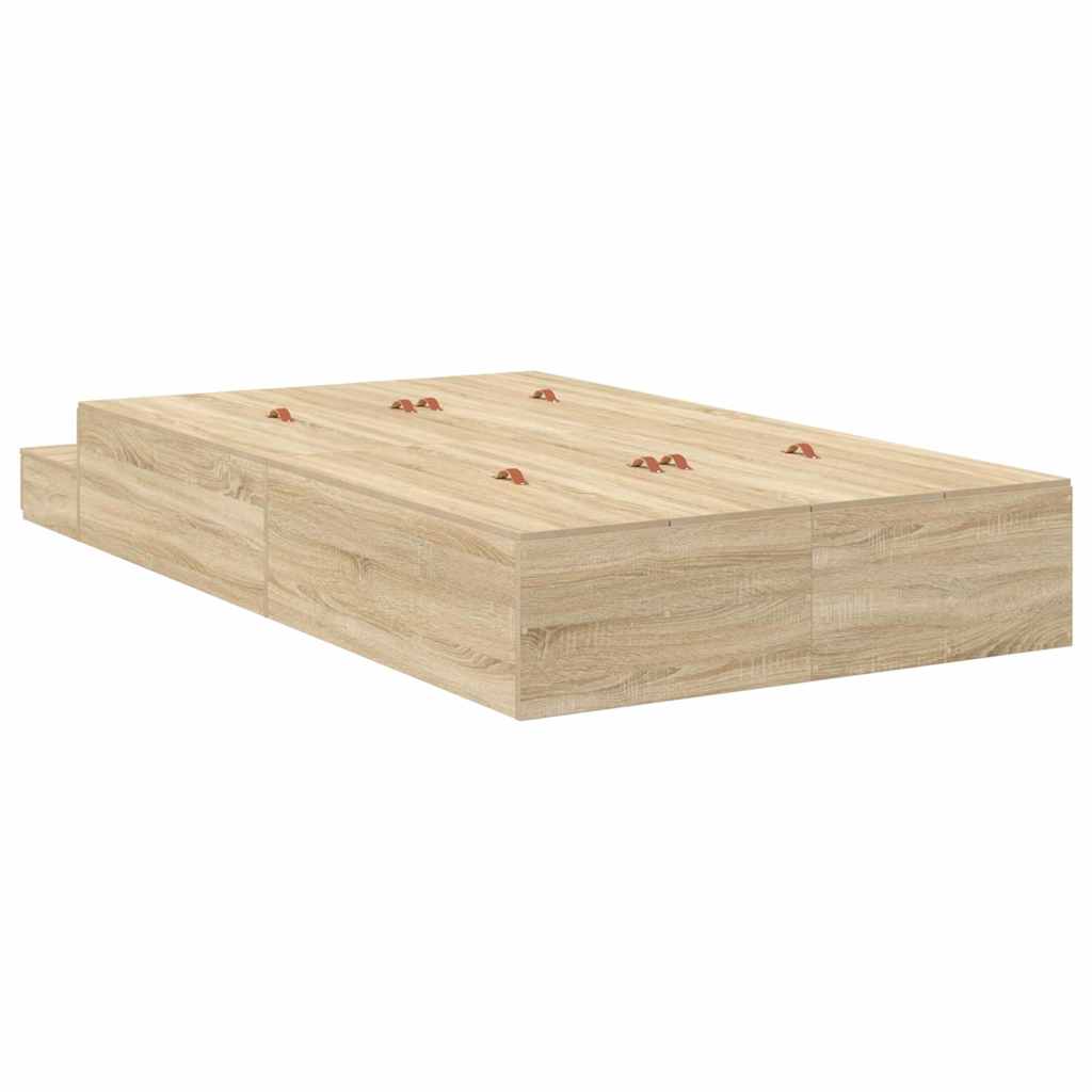 Seng med opbevaring med skuffe Sonoma eg 120 cm Konstrueret træ
