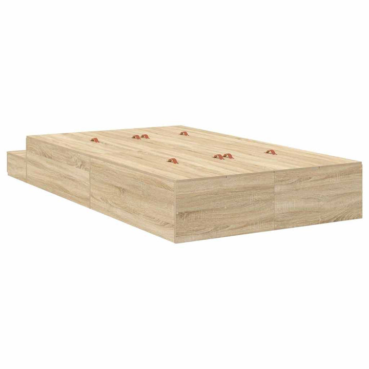 Seng med opbevaring med skuffe Sonoma eg 120 cm Konstrueret træ