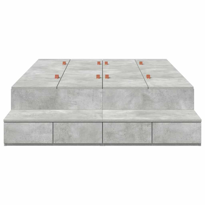 Seng med opbevaring med skuffe Beton Grå 120 cm Konstrueret træ