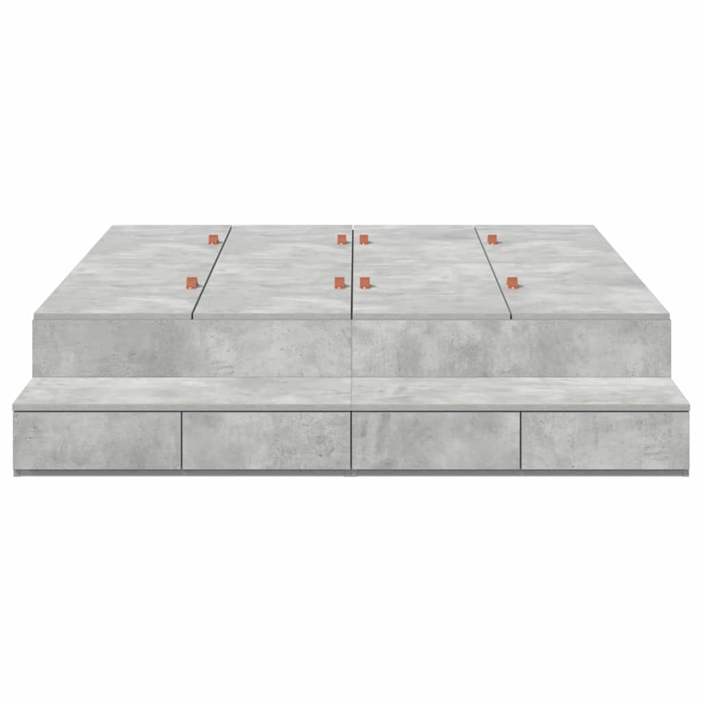 Seng med opbevaring med skuffe Beton Grå 150 cm Konstrueret træ