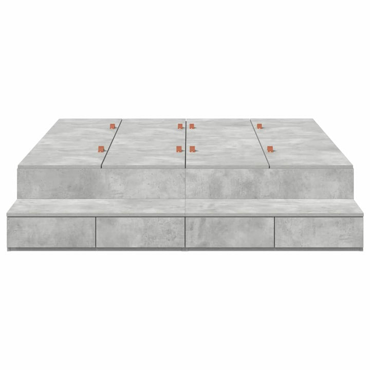 Seng med opbevaring med skuffe Beton Grå 150 cm Konstrueret træ