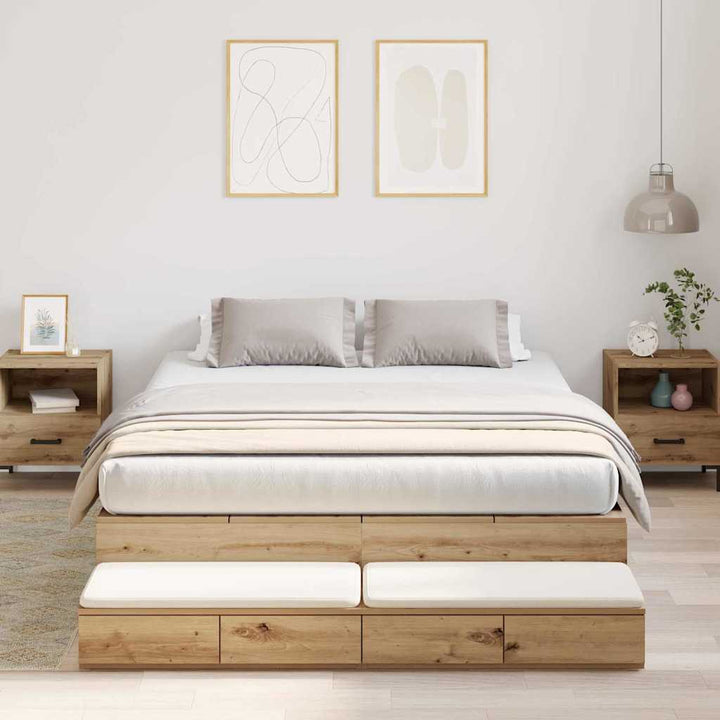Seng med opbevaring Artisan Egetræ 150 cm Konstrueret træ