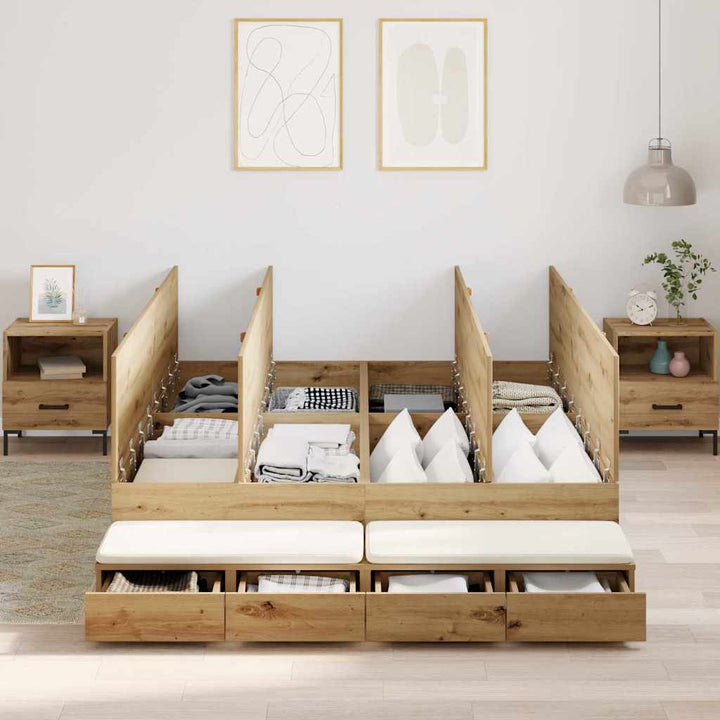 Seng med opbevaring Artisan Egetræ 150 cm Konstrueret træ
