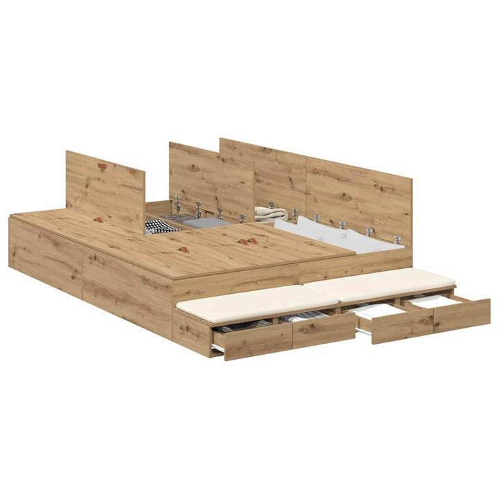 Seng med opbevaring Artisan Egetræ 150 cm Konstrueret træ
