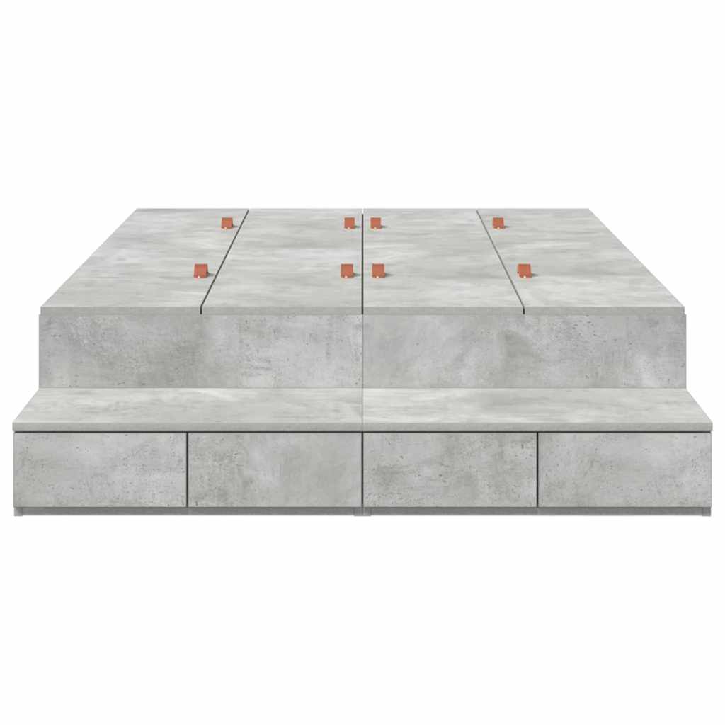 Seng med opbevaring med skuffe Beton Grå 120 cm Konstrueret træ