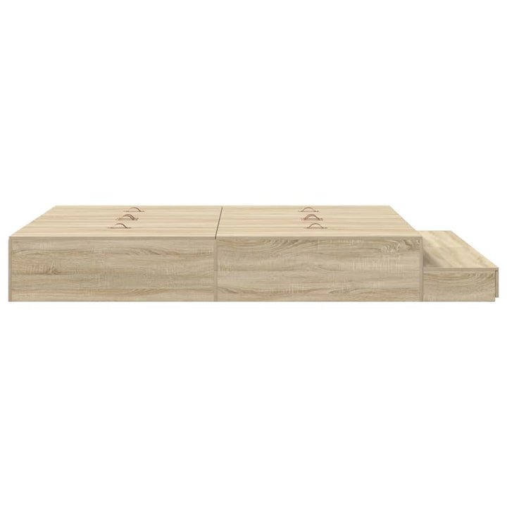 Seng med opbevaring med skuffe Sonoma eg 140 cm Konstrueret træ