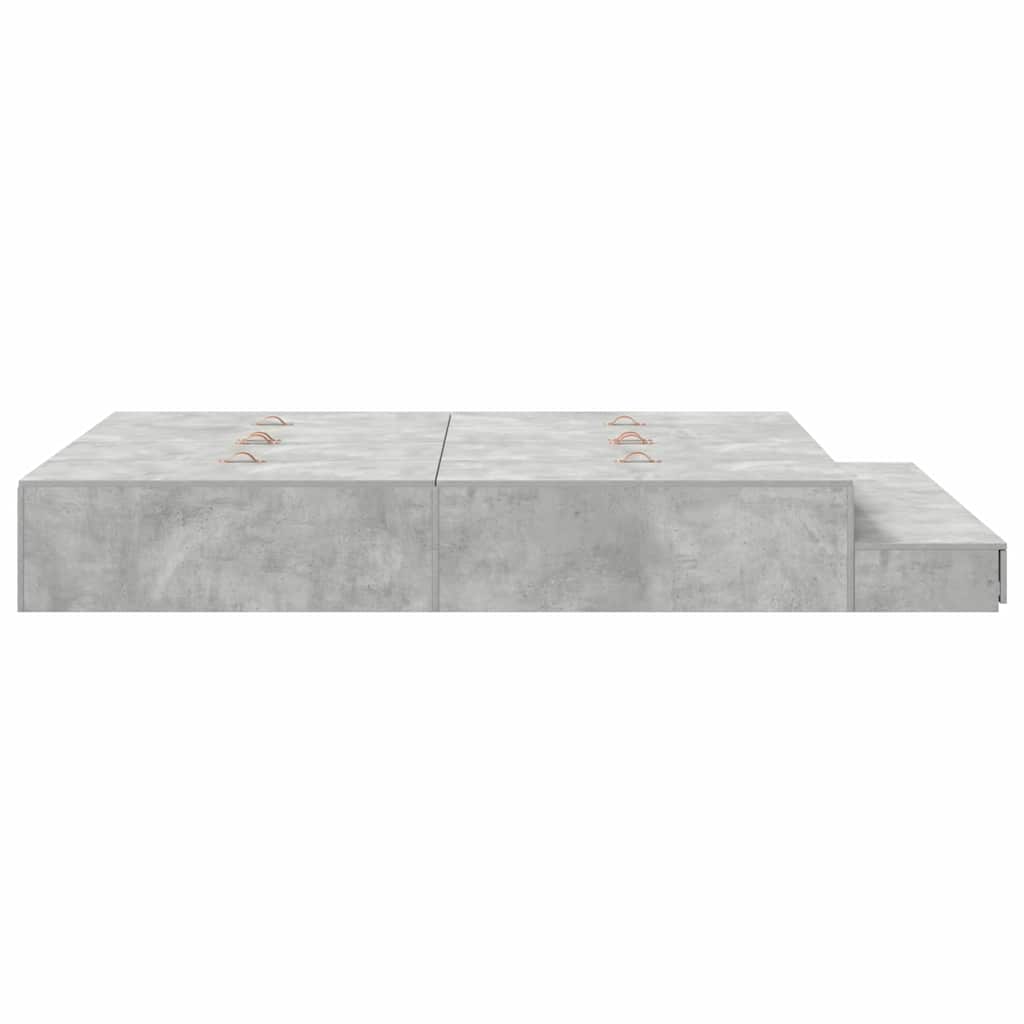 Seng med opbevaring med skuffe Beton Grå 140 cm Konstrueret træ