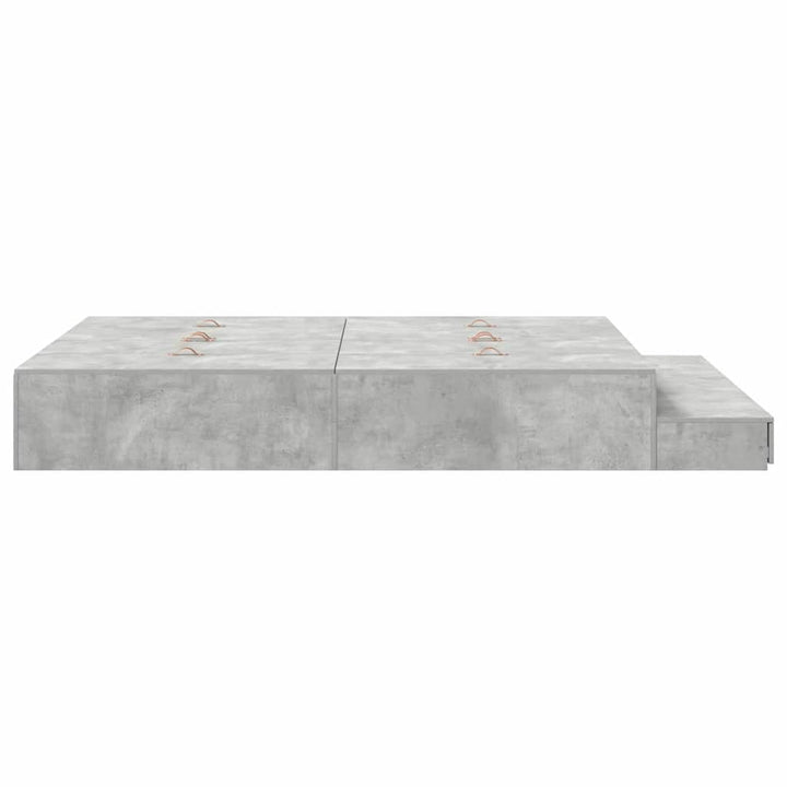 Seng med opbevaring med skuffe Beton Grå 140 cm Konstrueret træ