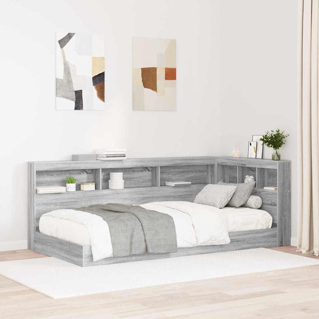 Bogreol Seng Grå sonoma-eg 100 x 200 cm Konstrueret træ