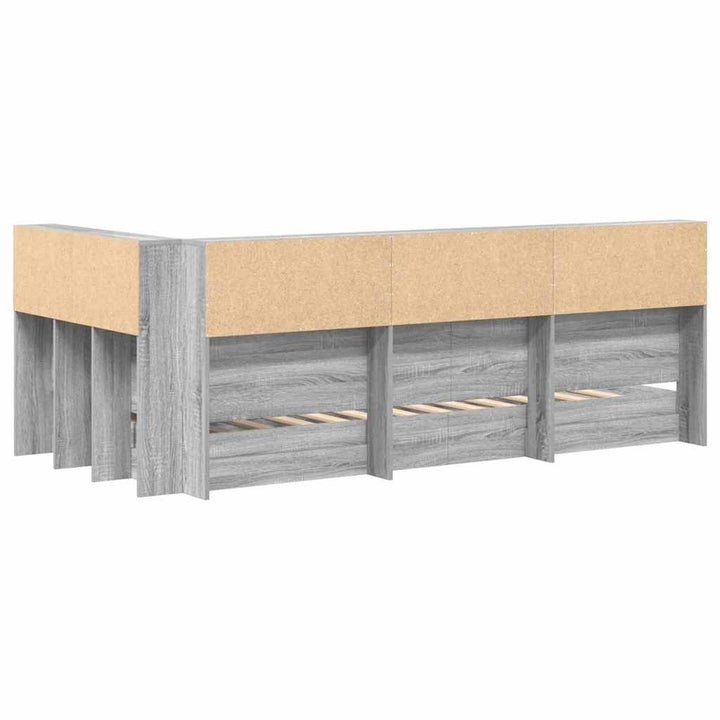 Bogreol Seng Grå sonoma-eg 100 x 200 cm Konstrueret træ