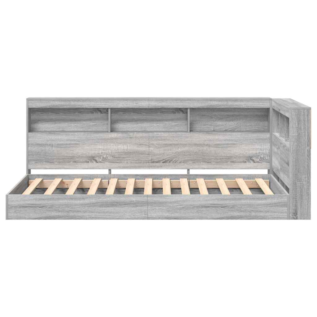 Bogreol Seng Grå sonoma-eg 100 x 200 cm Konstrueret træ