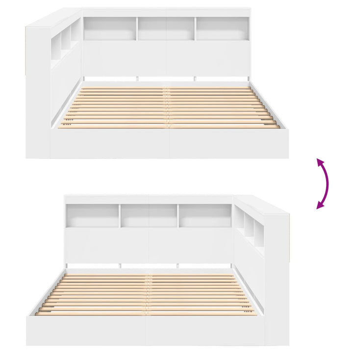 Bogreol Seng med hovedgærde Hvid 140 x 200 cm Konstrueret træ
