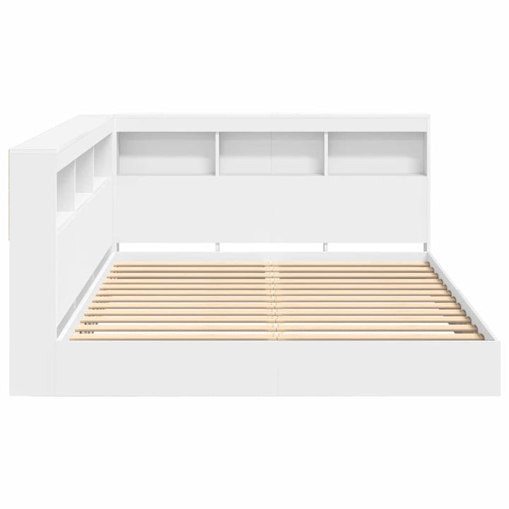 Bogreol Seng med hovedgærde Hvid 150 x 200 cm Konstrueret træ