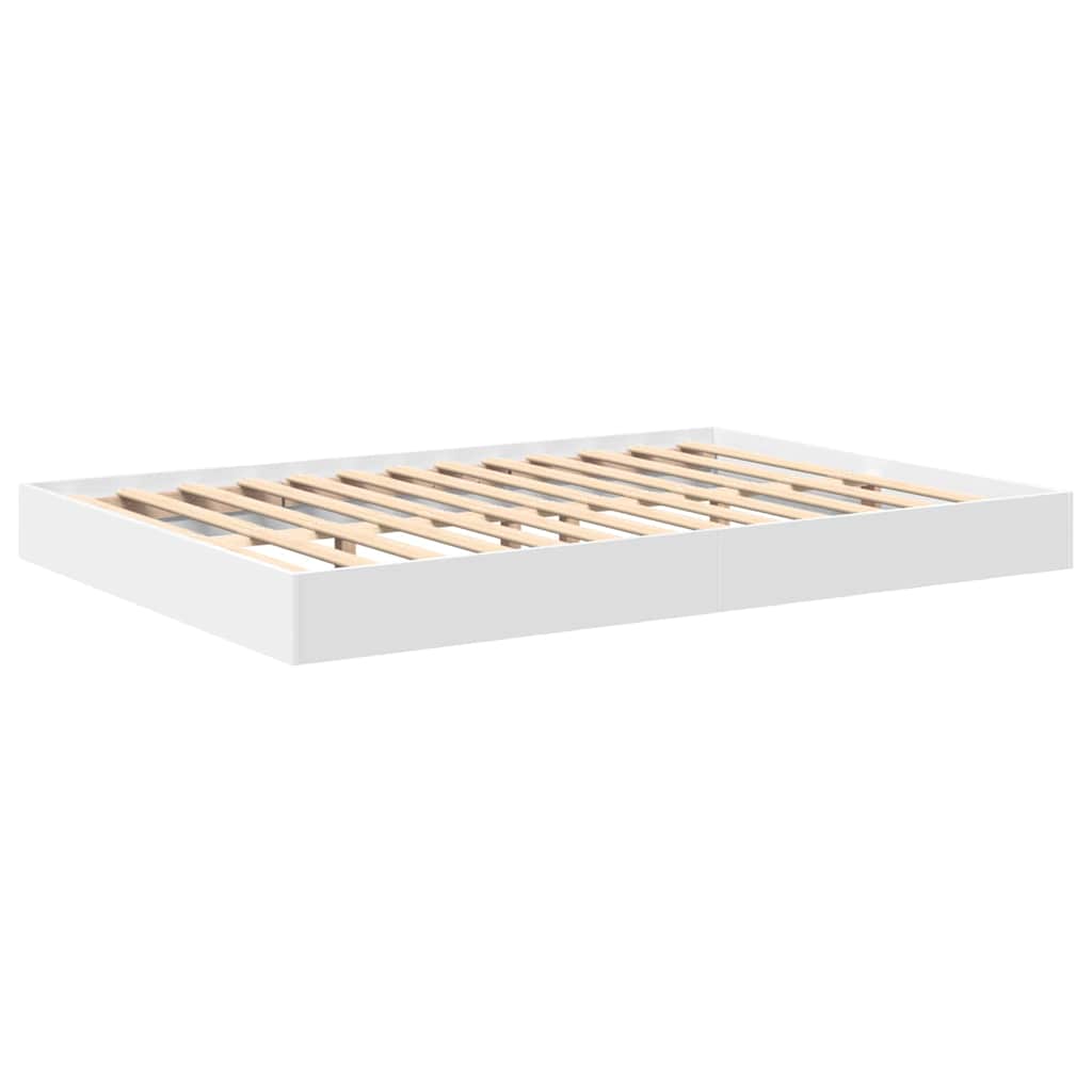 Bogreol Seng med hylde Hvid 160 x 200 cm Konstrueret træ