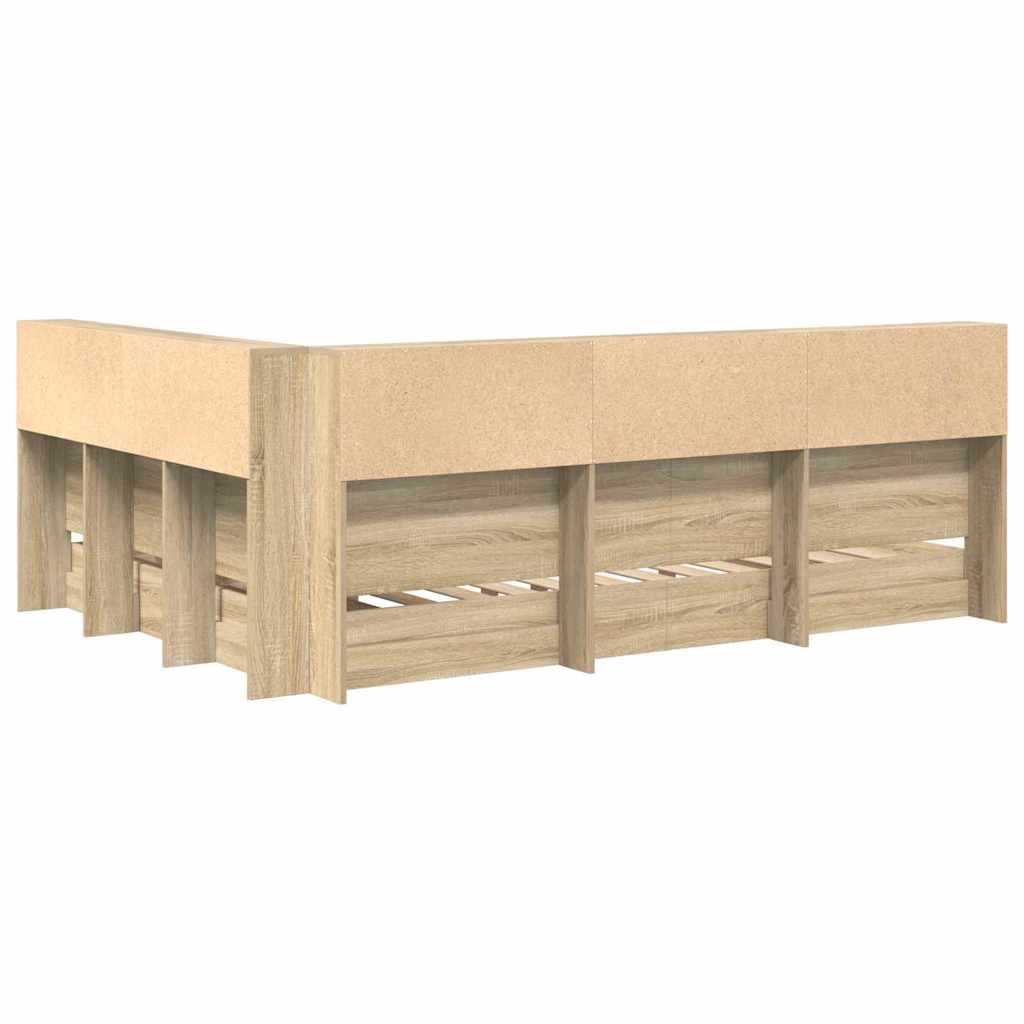 Bogreol Seng Sonoma-eg 160 x 200 cm Konstrueret træ