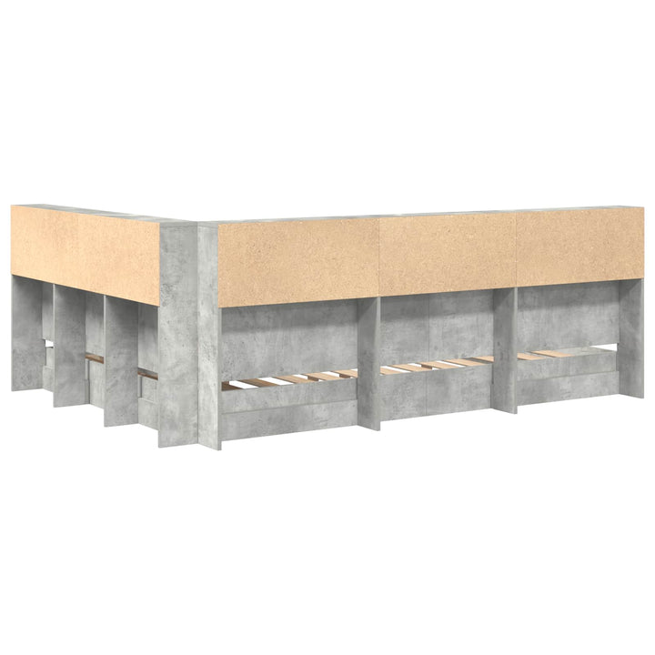 Bogreol Seng Betongrå 160 x 200 cm Konstrueret træ