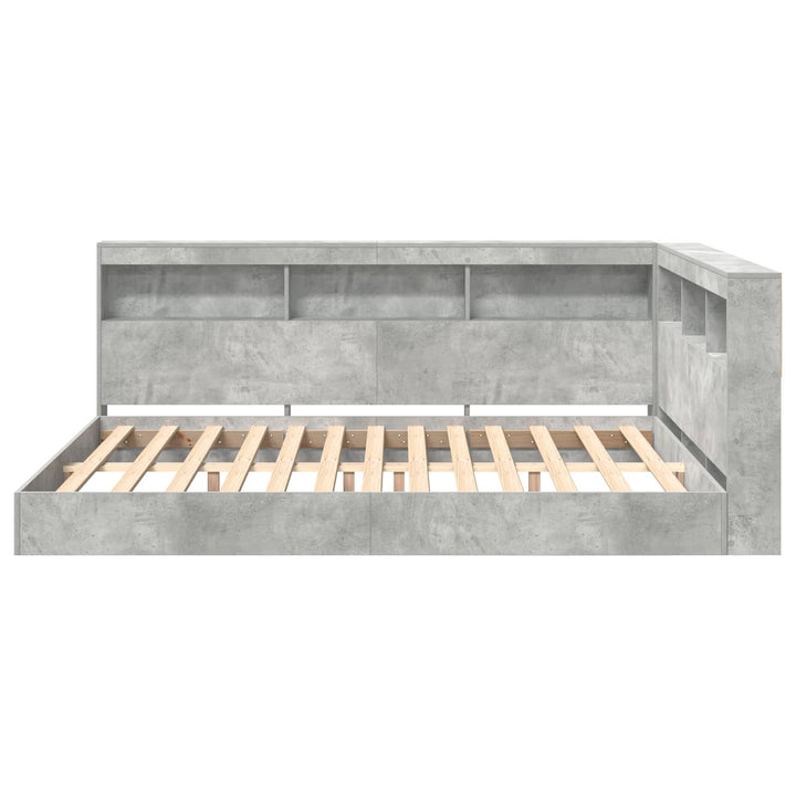Bogreol Seng Betongrå 160 x 200 cm Konstrueret træ