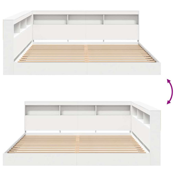 Bogreol Seng med hovedgærde Hvid 180 x 200 cm Konstrueret træ