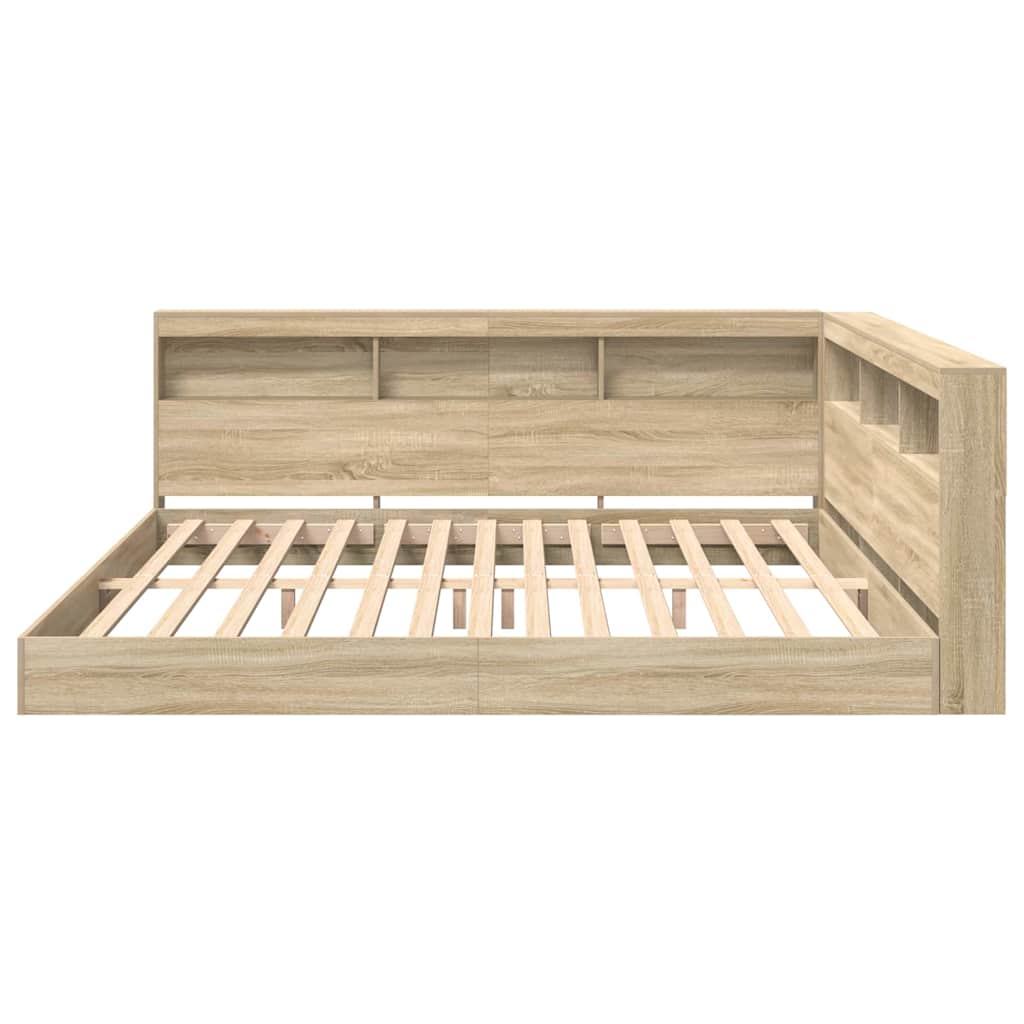 Bogreol Seng med hylde Sonoma-eg 180 x 200 cm Konstrueret træ