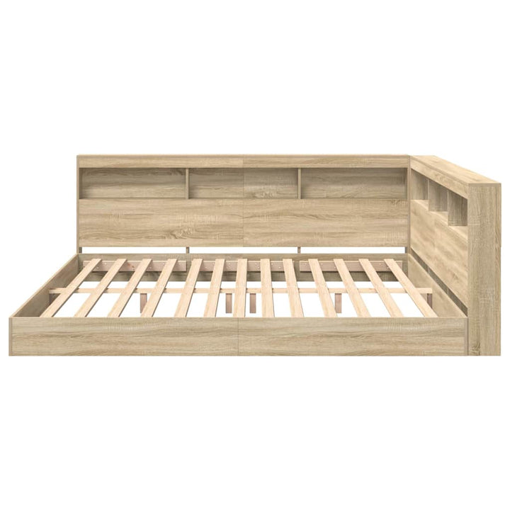 Bogreol Seng med hylde Sonoma-eg 180 x 200 cm Konstrueret træ