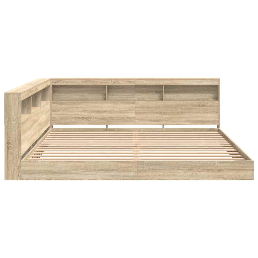 Bogreol Seng med hylde Sonoma-eg 180 x 200 cm Konstrueret træ