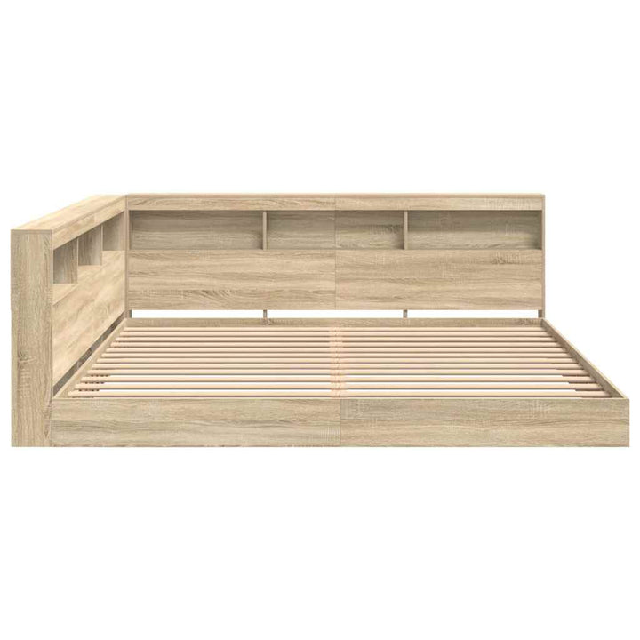 Bogreol Seng med hylde Sonoma-eg 180 x 200 cm Konstrueret træ