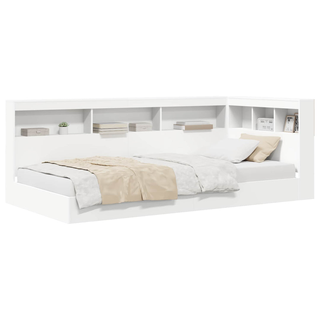 Bogreol Seng med hovedgærde Hvid 90 x 190 cm Konstrueret træ