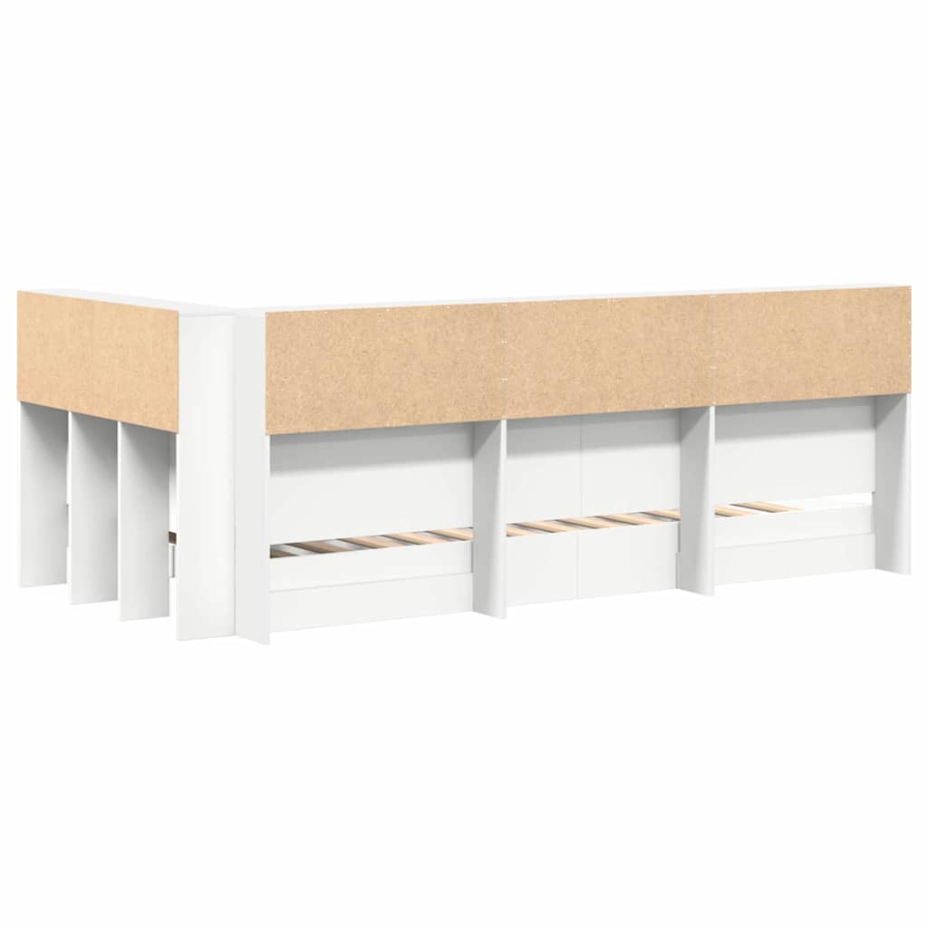 Bogreol Seng med hovedgærde Hvid 90 x 190 cm Konstrueret træ
