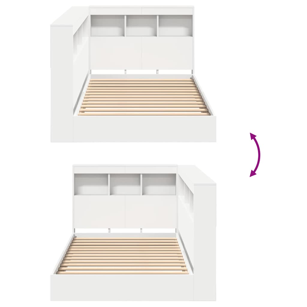 Bogreol Seng med hovedgærde Hvid 90 x 190 cm Konstrueret træ
