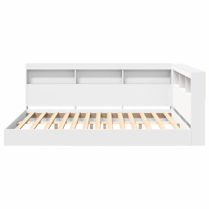 Bogreol Seng med hovedgærde Hvid 135 x 190 cm Konstrueret træ