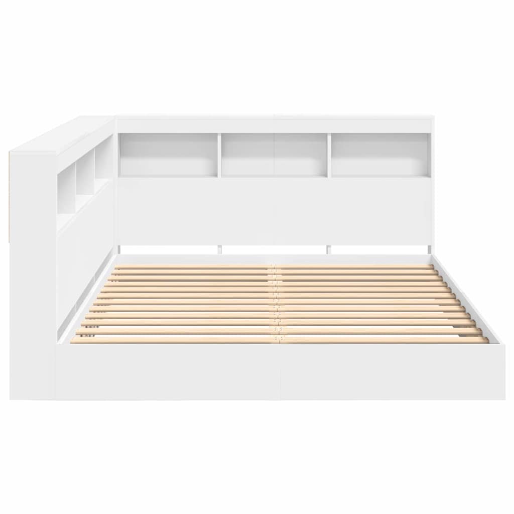 Bogreol Seng med hovedgærde Hvid 135 x 190 cm Konstrueret træ