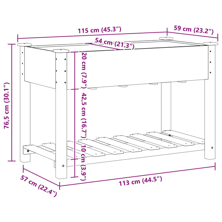 Have Blomsterkrukke Beige 115 x 59 x 76,5 cm Massivt Fyrretræ