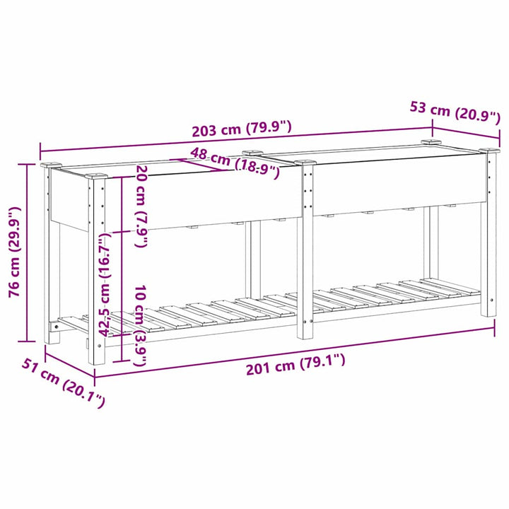 Have Blomsterkrukke Beige 203 x 53 x 76,5 cm Massivt Fyrretræ