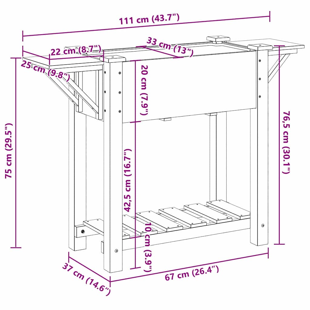 Have Blomsterkrukke Beige 111 x 37 x 76,5 cm Massivt Fyrretræ
