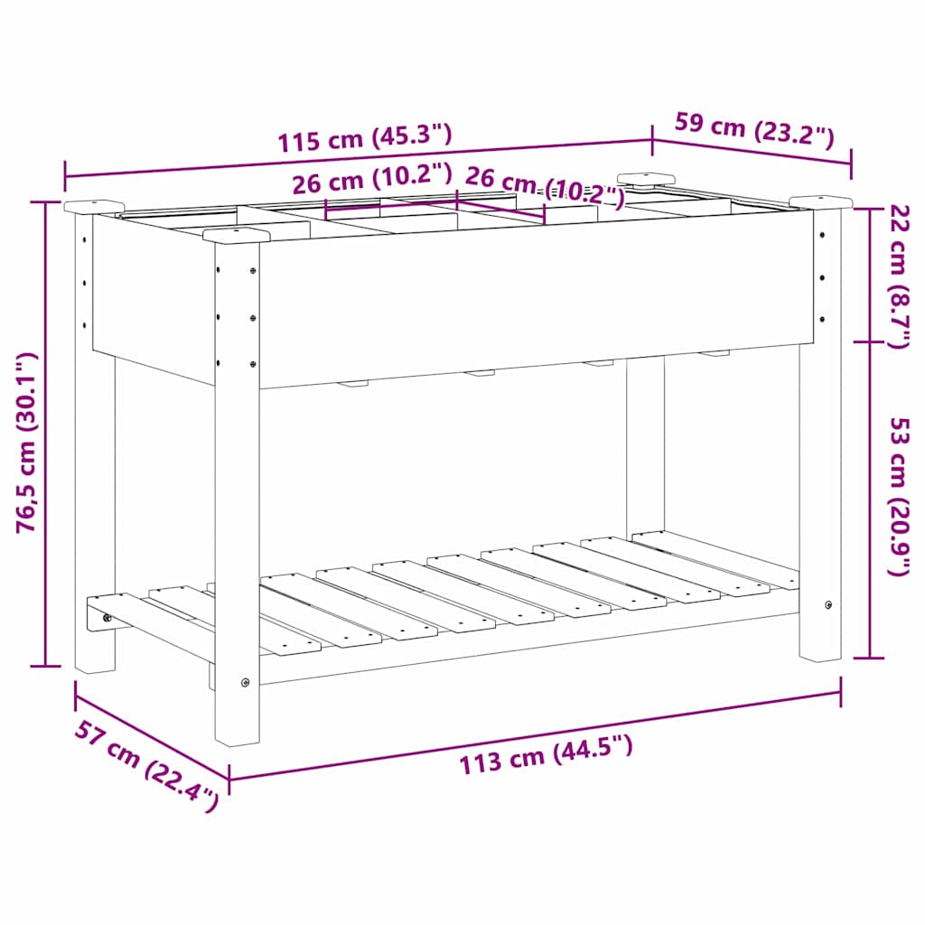 Have Blomsterkrukke Beige 115 x 59 x 76,5 cm Massivt Fyrretræ